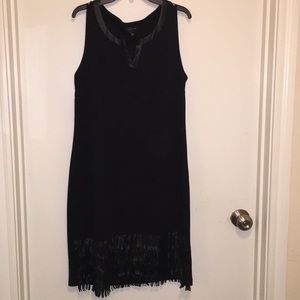 Black Shift Dress with Faux Leather